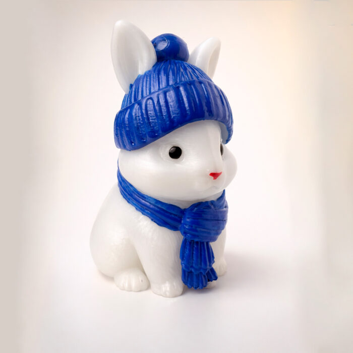 фигурка зайчик белый в шапочке игрушка на ёлку сувенир