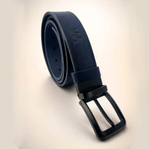 кожаный ремень синий 35 мм