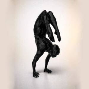 статуэтка йога человек полигональная для интерьера чёрная