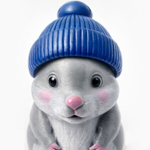 02 фигурка хомяк серый в шапочке игрушка на ёлку сувенир