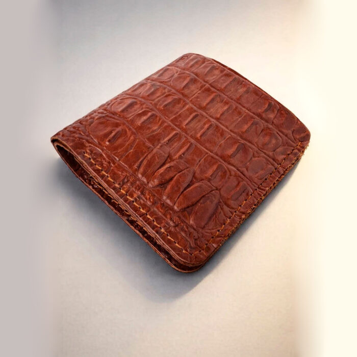 портмоне из натуральной кожи кайман ручной работы коричневый