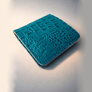 портмоне из натуральной кожи кайман ручной работы бирюзовый