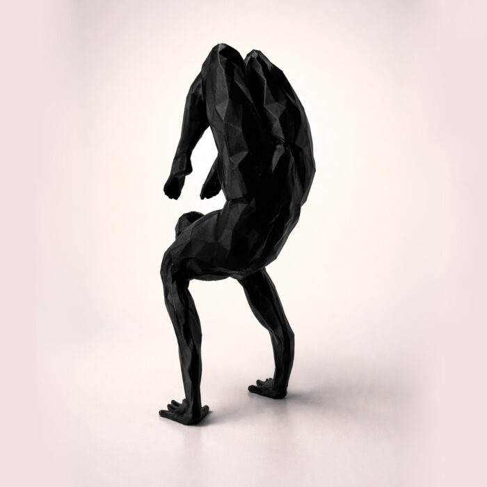 статуэтка йога человек полигональная для интерьера чёрная