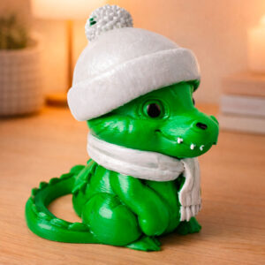 03 фигурка крокодил зелёный в шапочке игрушка на ёлку сувенир