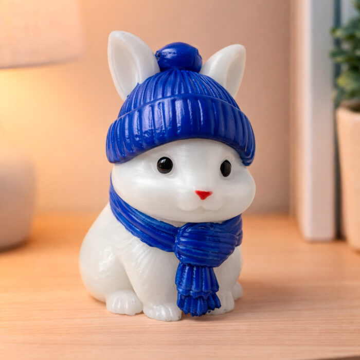 фигурка зайчик белый в шапочке игрушка на ёлку сувенир