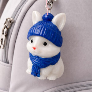 фигурка зайчик белый в шапочке игрушка на ёлку сувенир