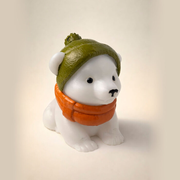 1 фигурка мишка полярный белый в шапочке игрушка на ёлку сувенир