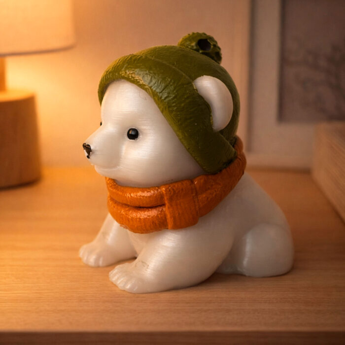 3 фигурка мишка полярный белый в шапочке игрушка на ёлку сувенир