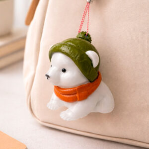 4 фигурка мишка полярный белый в шапочке игрушка на ёлку сувенир