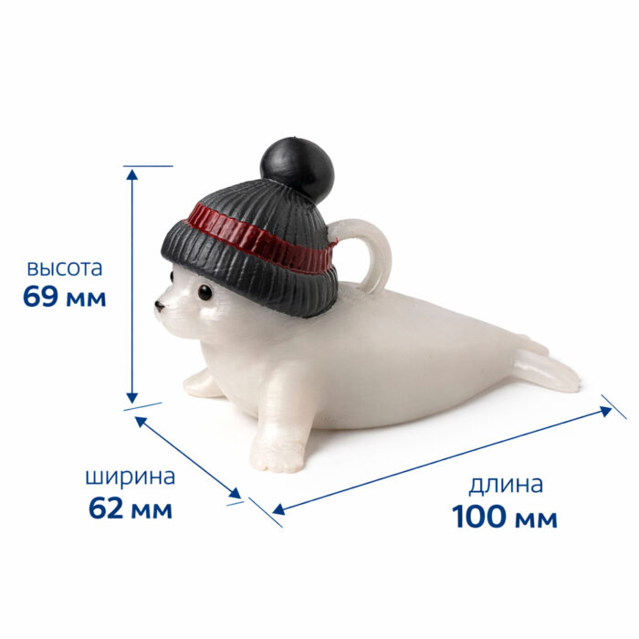 фигурка тюлень белёк белый в шапочке игрушка на ёлку сувенир