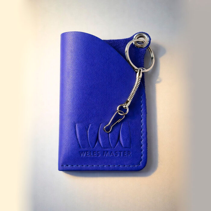 картхолдер из натуральной кожи ручной работы синий