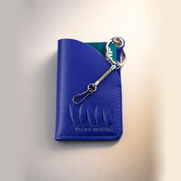 картхолдер из натуральной кожи ручной работы синий