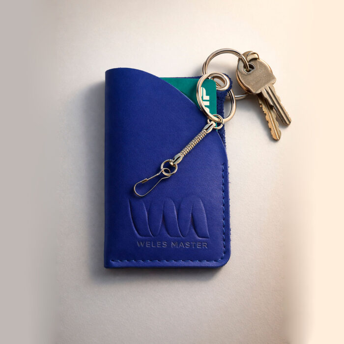 картхолдер из натуральной кожи ручной работы синий