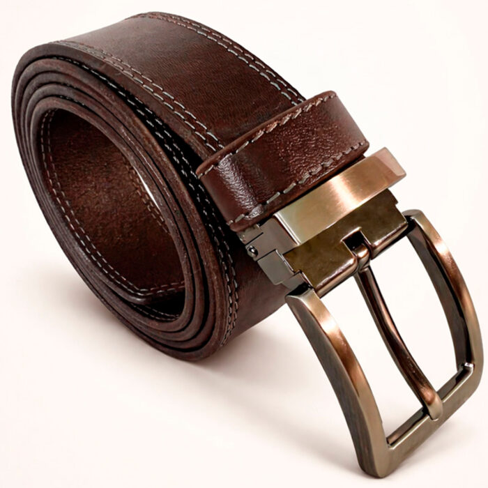 1 ремень мужской из натуральной кожи ручной работы прошитый горький шоколад