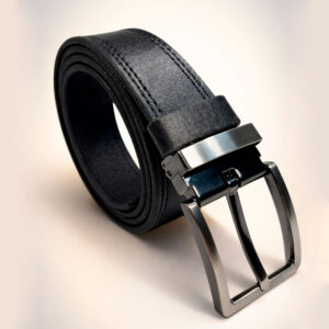 ремень мужской из натуральной кожи ручной работы прошитый чёрный