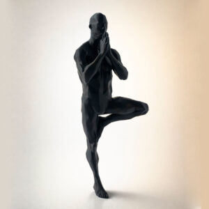 статуэтка йога человек полигональная для интерьера чёрная