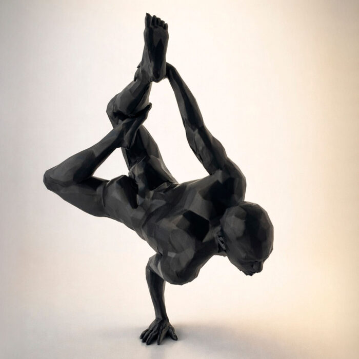 1 статуэтка йога человек полигональная для интерьера чёрная