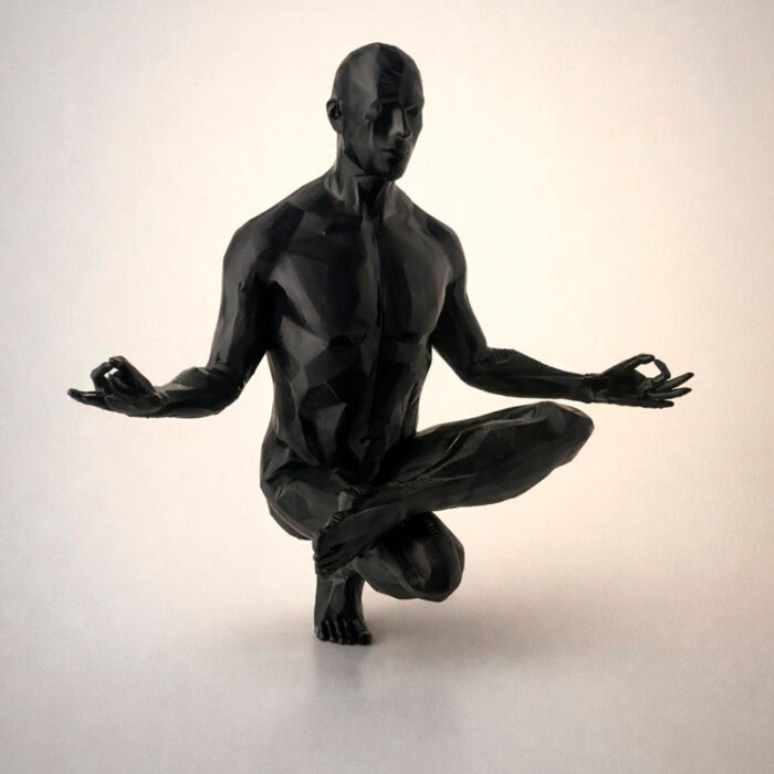 1 статуэтка йога человек полигональная для интерьера чёрная