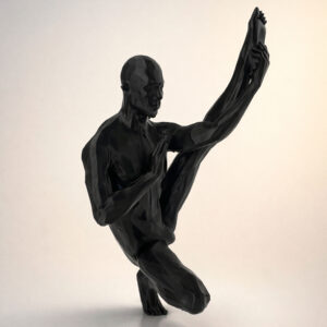 статуэтка йога человек полигональная для интерьера чёрная