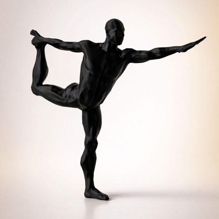 1 статуэтка йога человек полигональная для интерьера чёрная