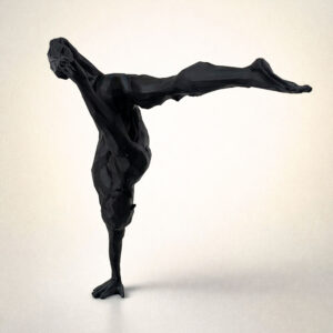 статуэтка йога человек полигональная для интерьера чёрная