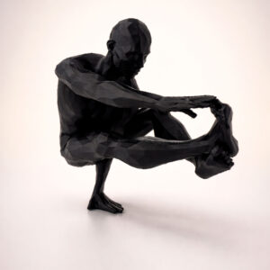 статуэтка йога человек полигональная для интерьера чёрная