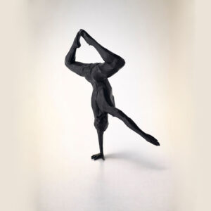 статуэтка йога человек полигональная для интерьера чёрная