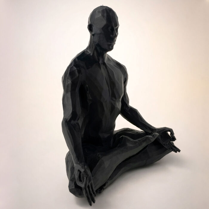 статуэтка йога человек полигональная для интерьера чёрная