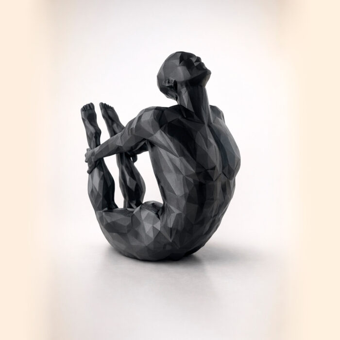 1 статуэтка йога человек полигональная для интерьера чёрная
