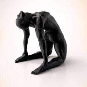 статуэтка йога человек полигональная для интерьера чёрная