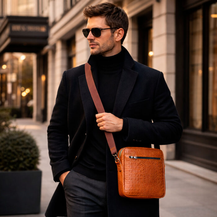 2 Сумка мужская кожаная A5 с тиснением под крокодила WELES MASTER