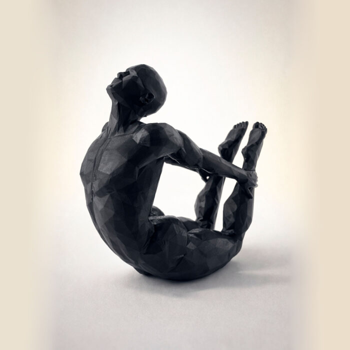 2 статуэтка йога человек полигональная для интерьера чёрная