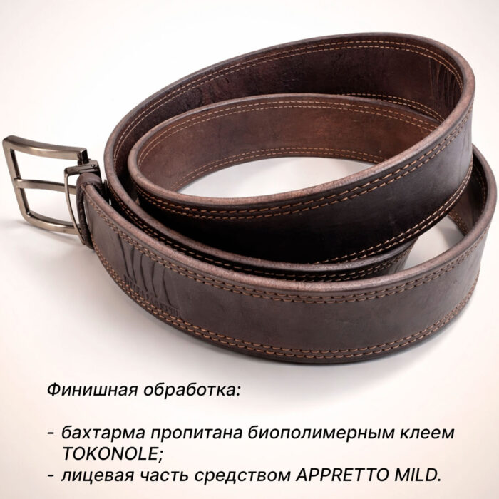 3 Ремень 40 мм / сепия коричневая / натуральная кожа / цинковая пряжка