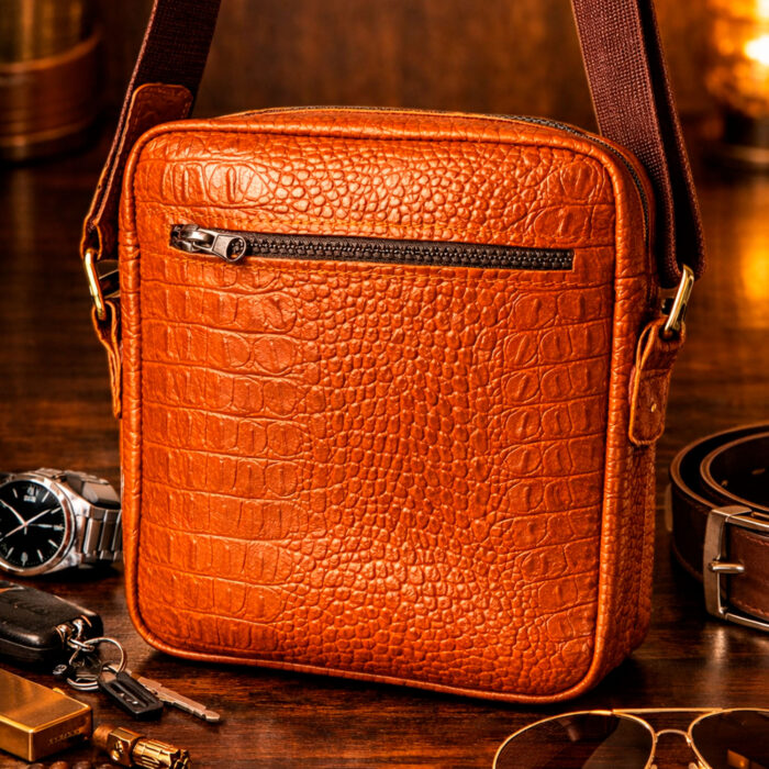 3 Сумка мужская кожаная A5 с тиснением под крокодила WELES MASTER