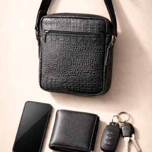 4 Сумка мужская кожаная A5 с тиснением под крокодила WELES MASTER