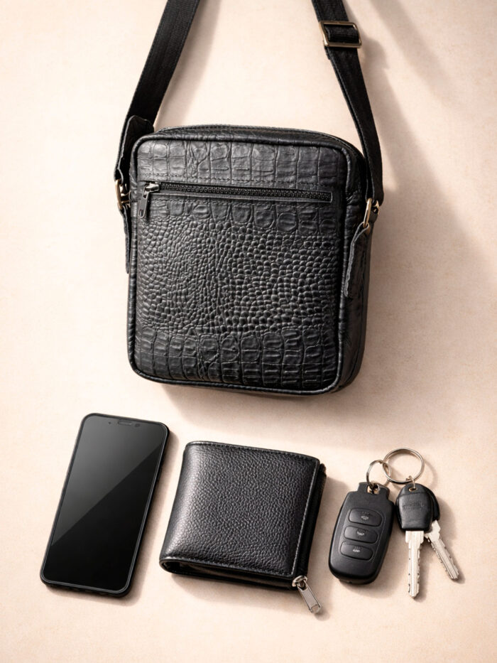 4 Сумка мужская кожаная A5 с тиснением под крокодила WELES MASTER