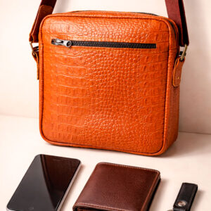 4 Сумка мужская кожаная A5 с тиснением под крокодила WELES MASTER