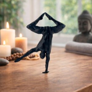 4 статуэтка йога человек полигональная для интерьера чёрная