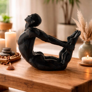 4 статуэтка йога человек полигональная для интерьера чёрная