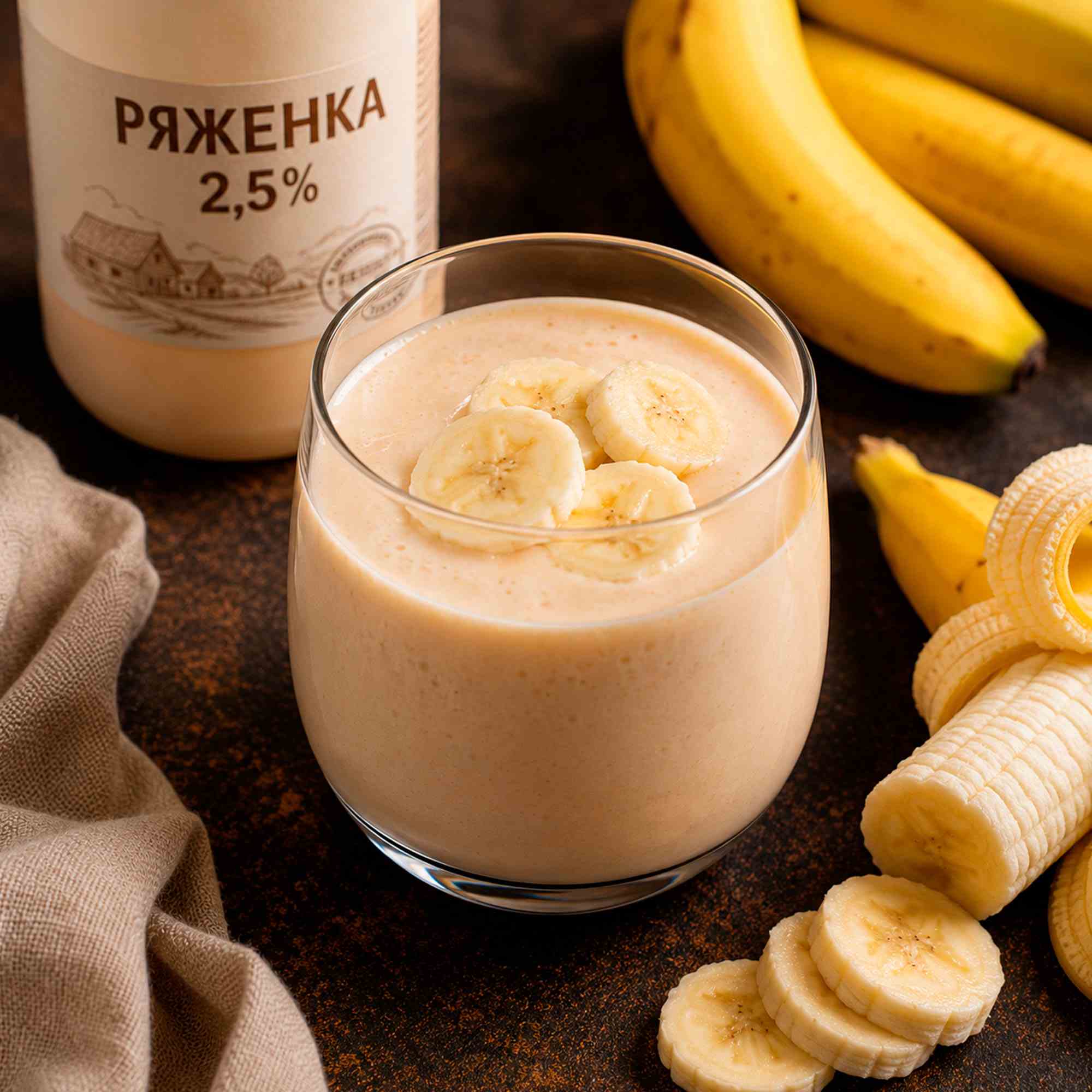 Ряженка с бананом