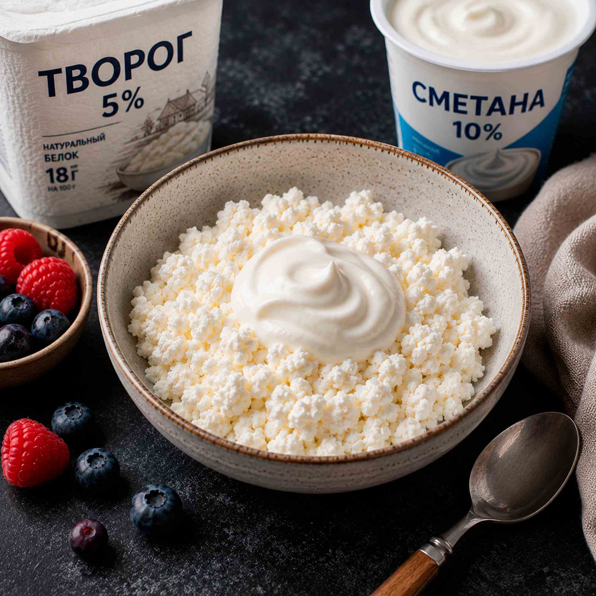 Творог со сметаной