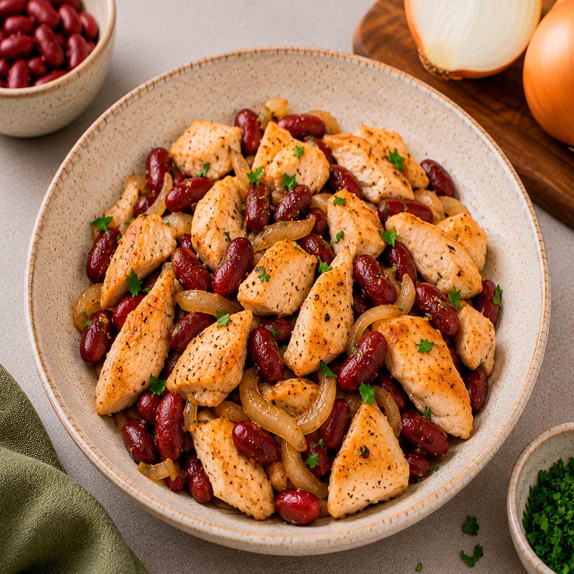 Курица с фасолью
