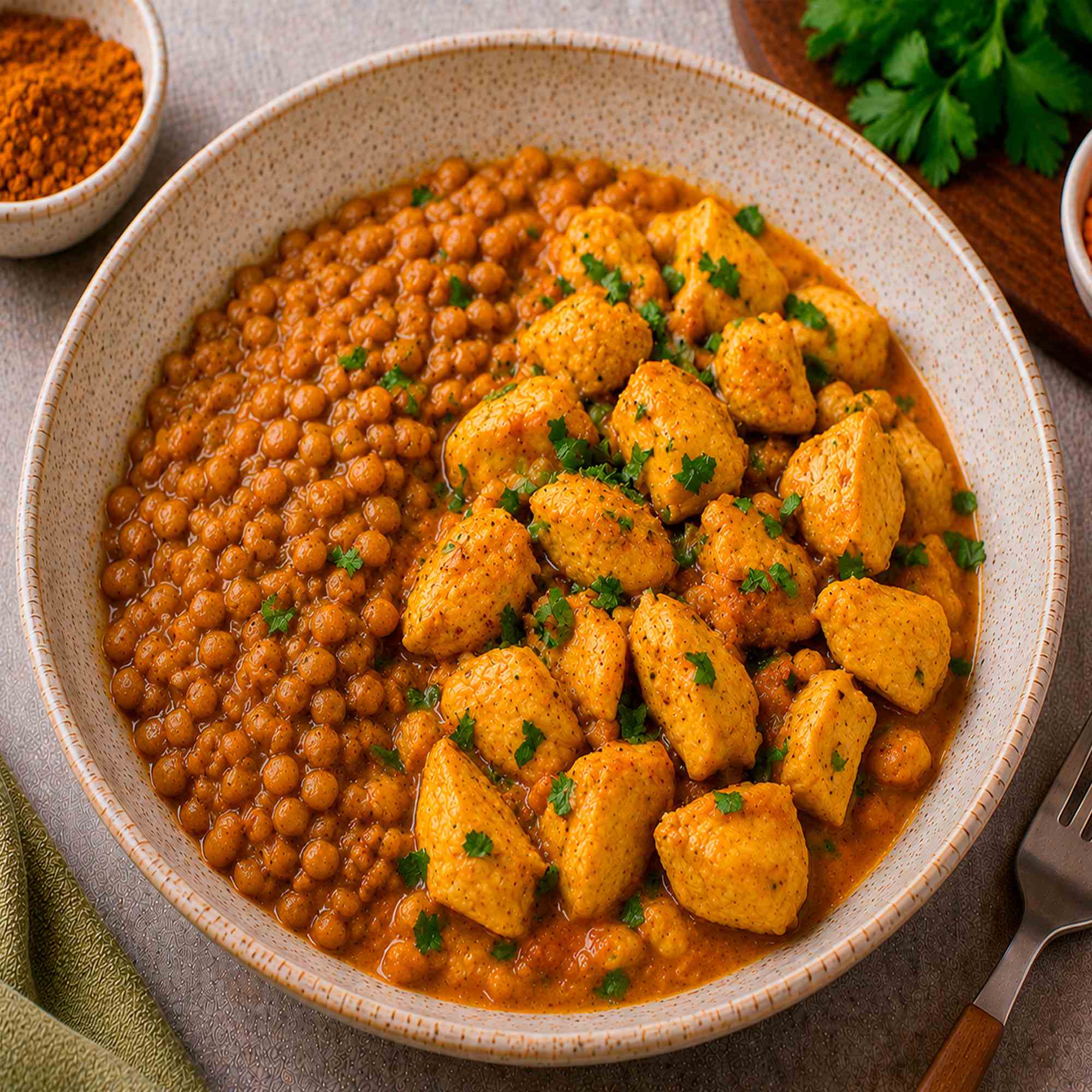 Чечевица с курицей карри