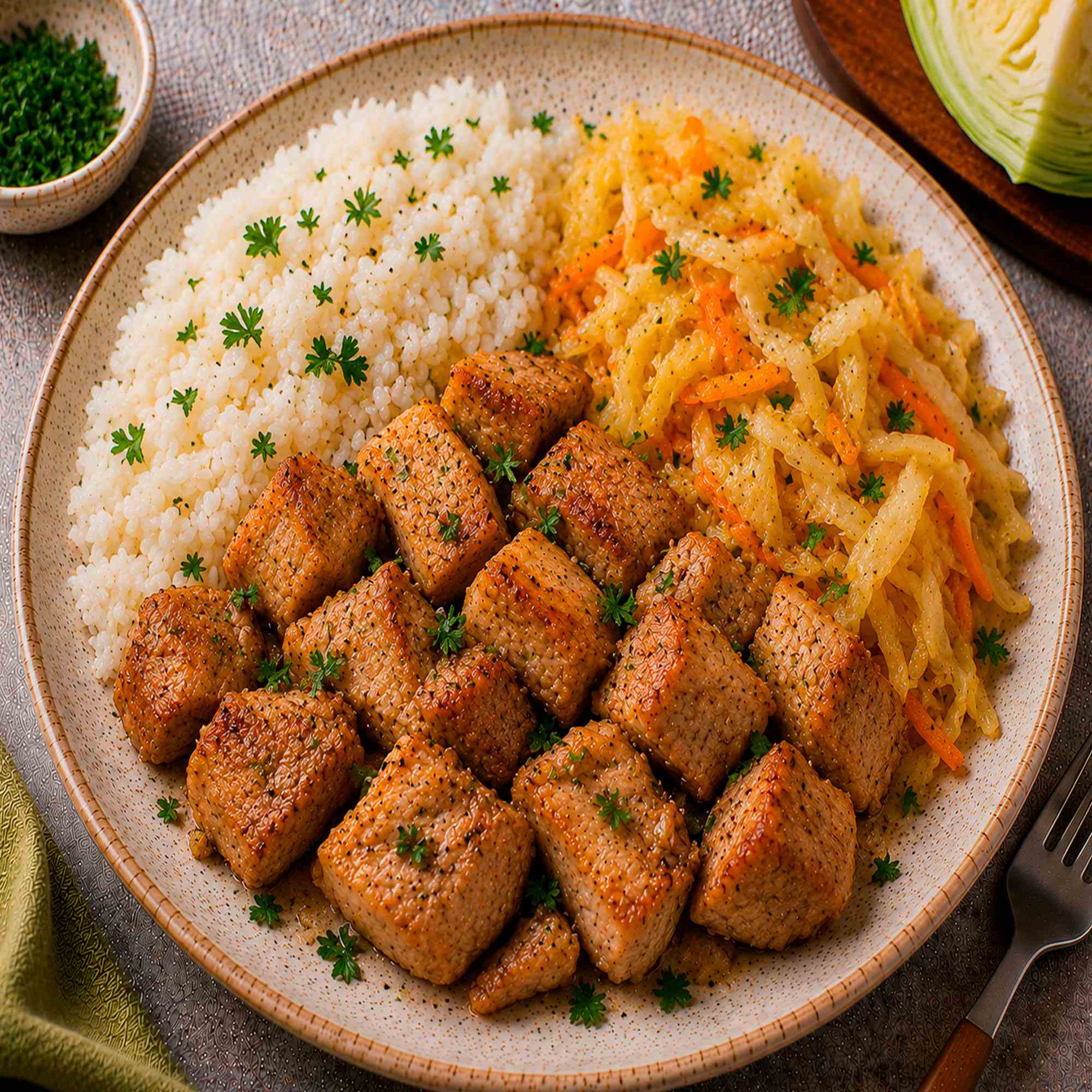 Свинина с рисом и капустой