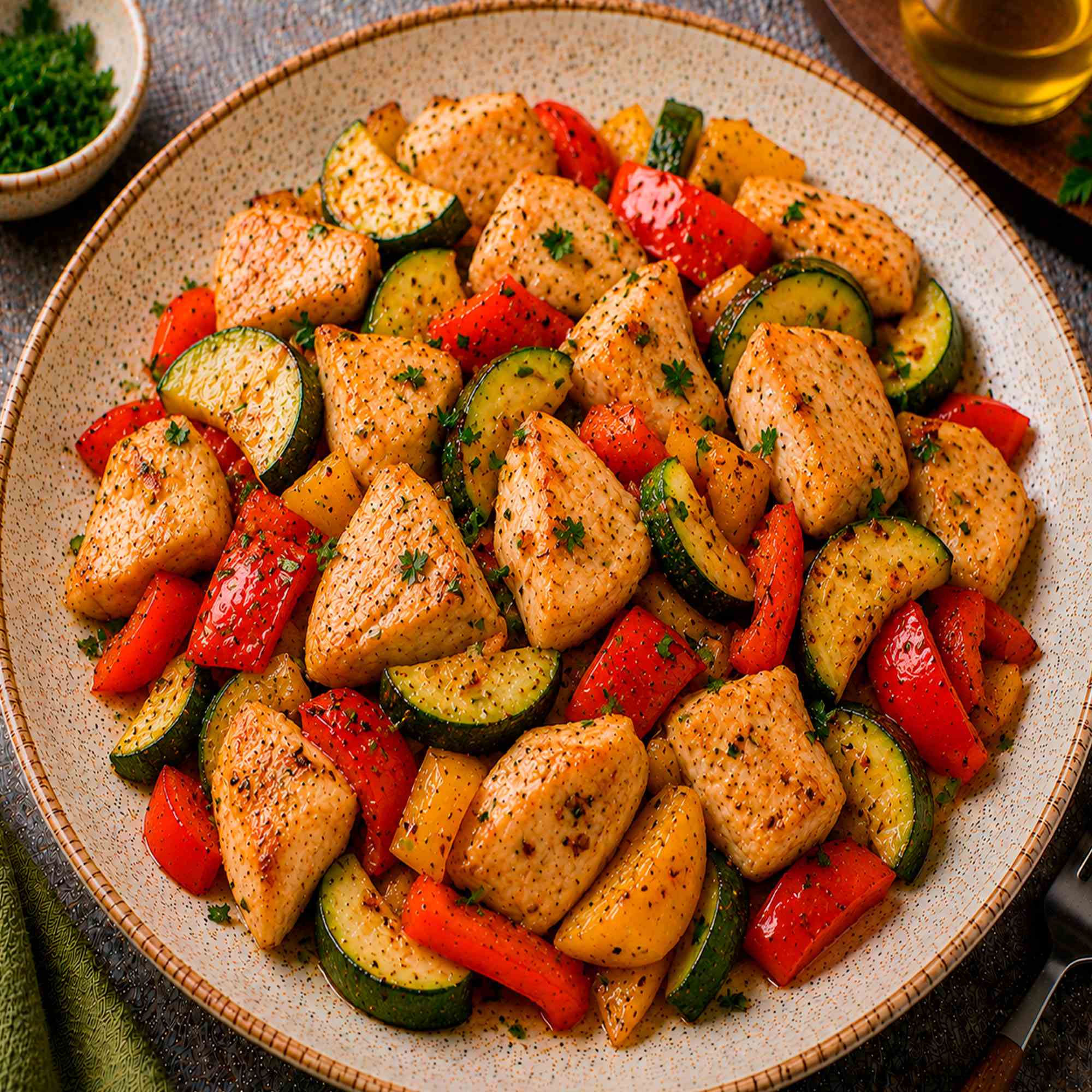 Курица с кабачком и перцем