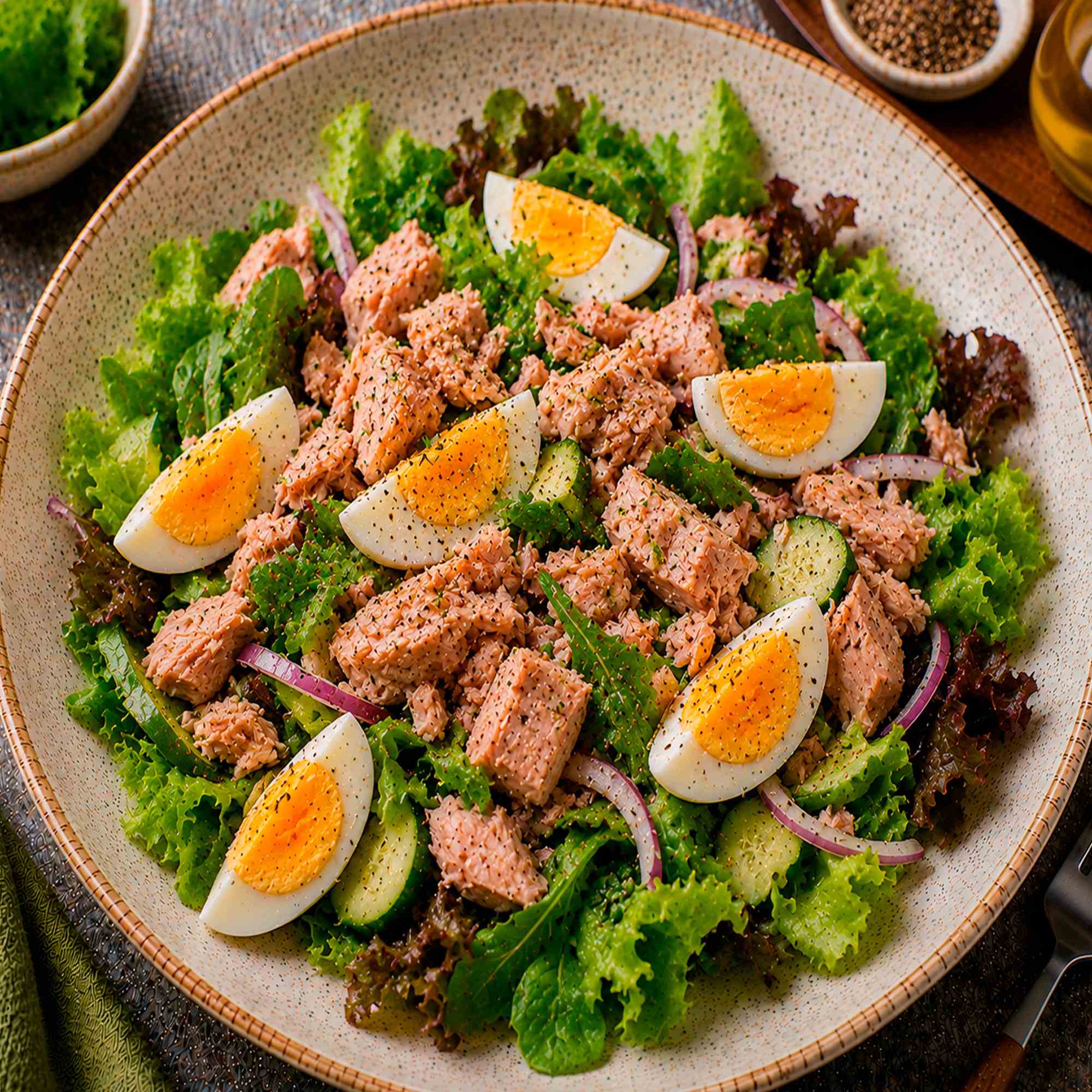 Салат с тунцом и яйцами