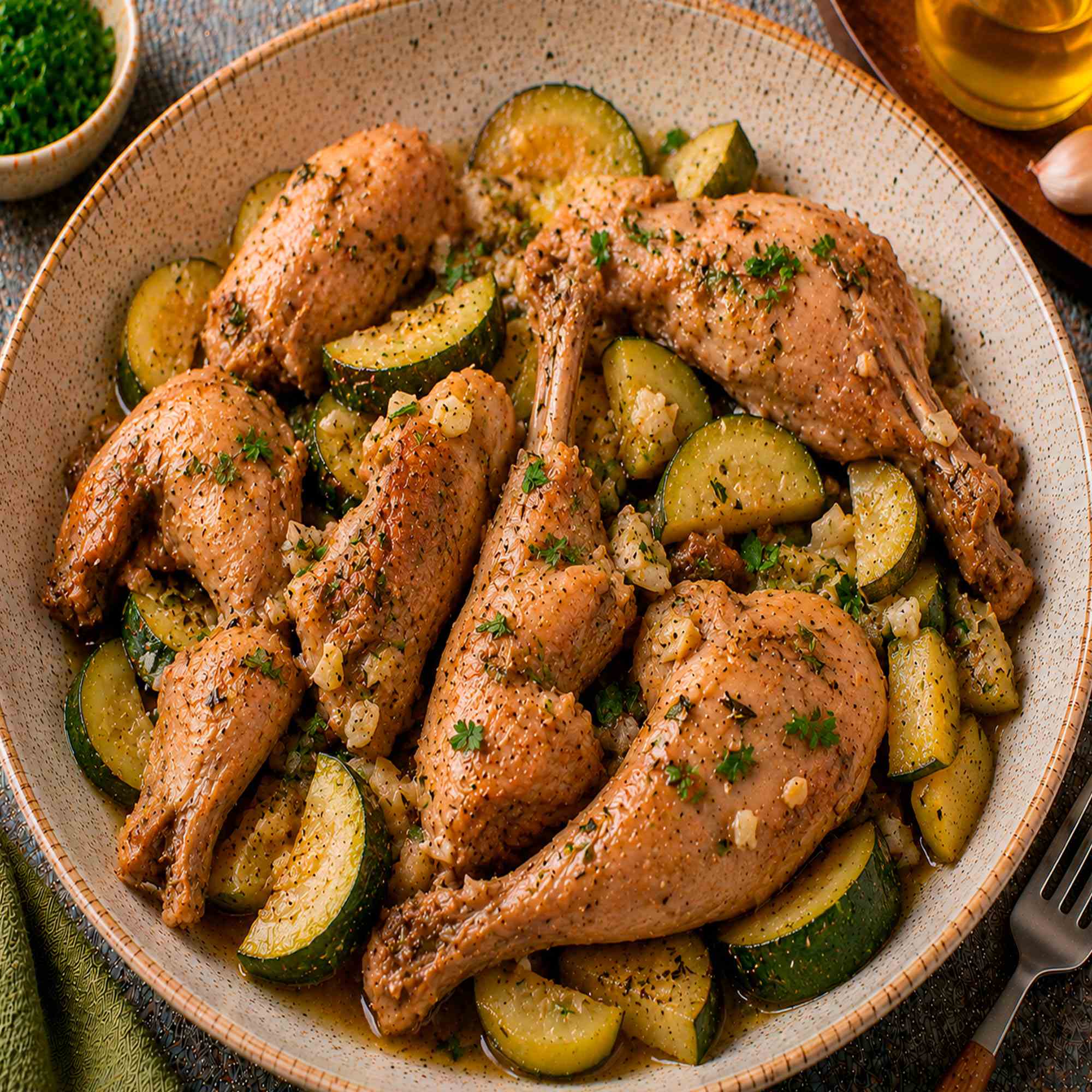 Кролик с кабачками