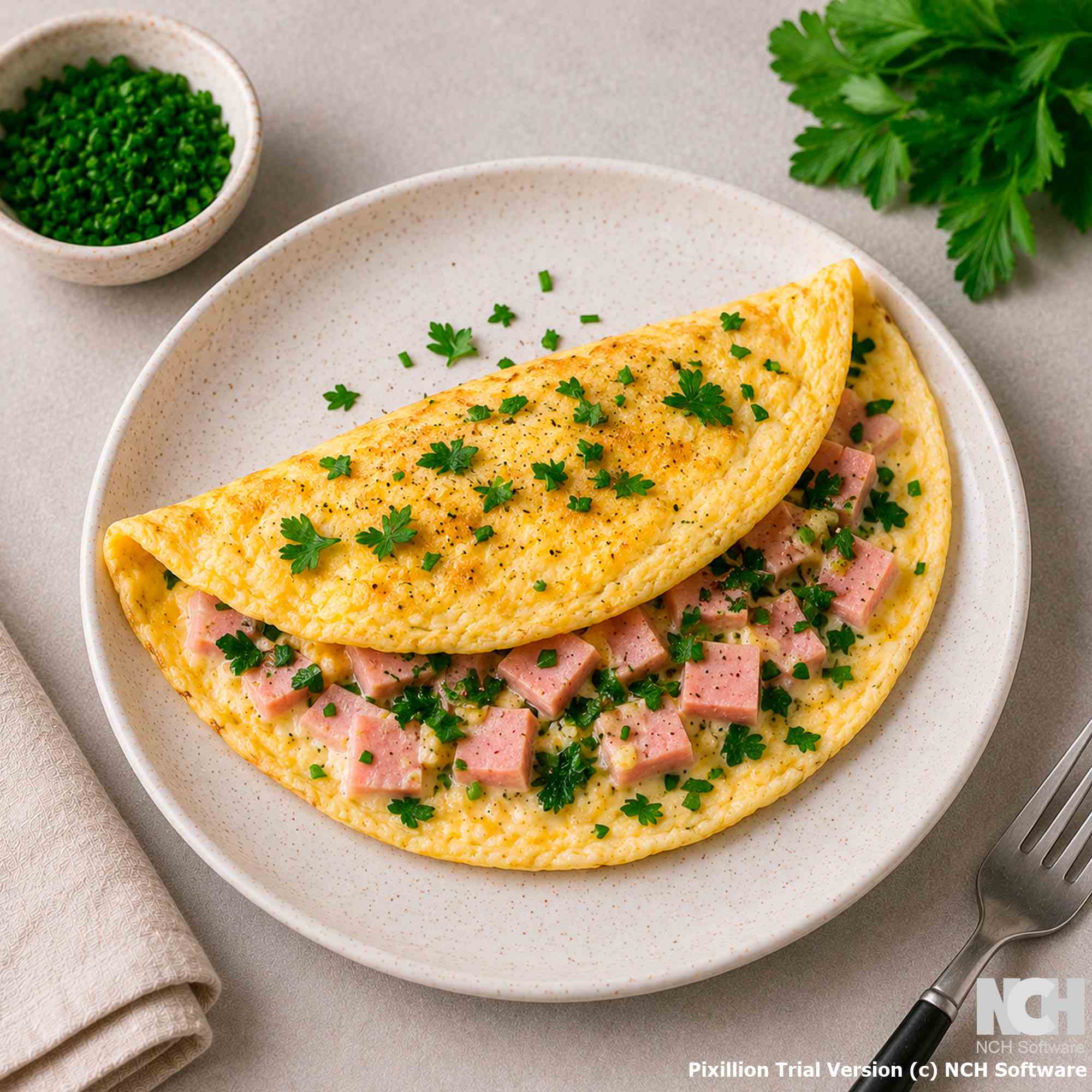 Омлет с индейкой и зеленью