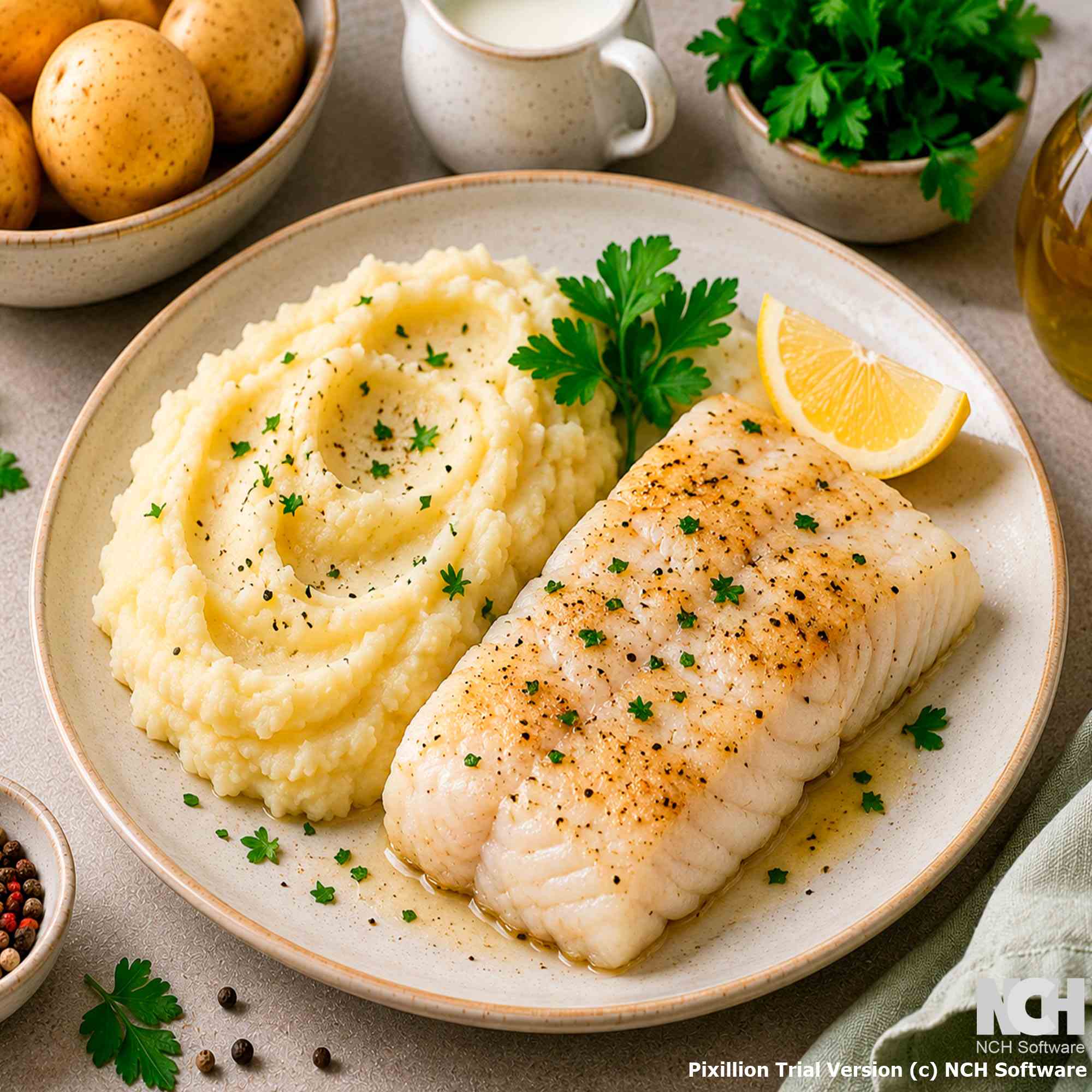 Треска с картофельным пюре