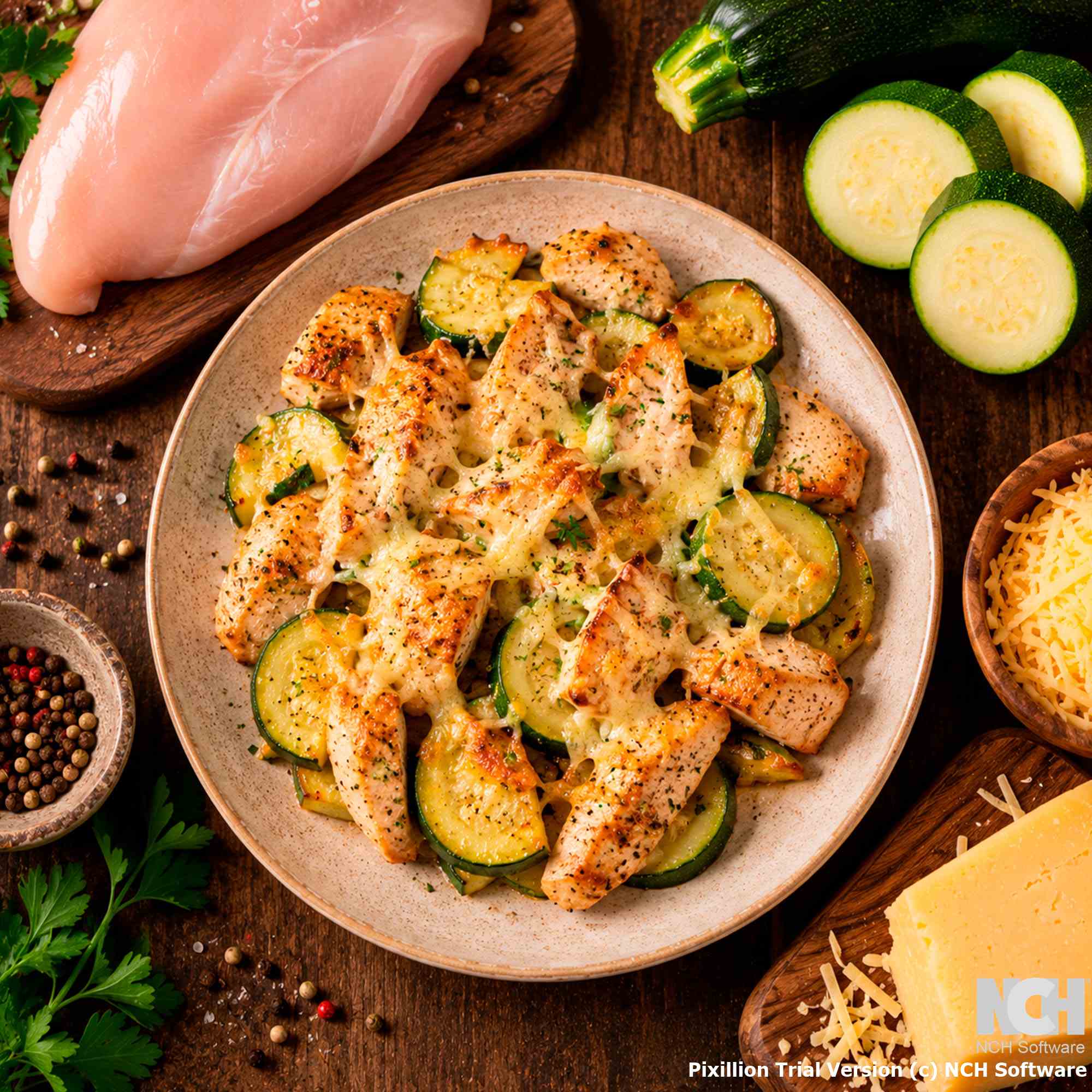 Курица с кабачком и сыром